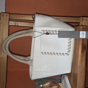 Faux Leather Cream Handbag